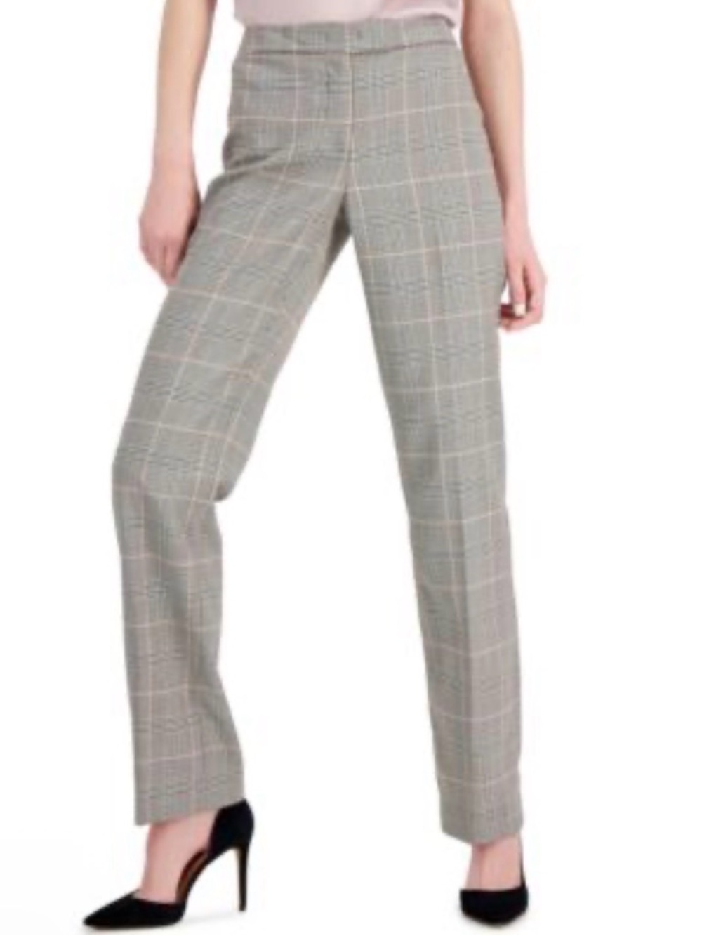 Plaid Straight-Leg Dress Pants m
